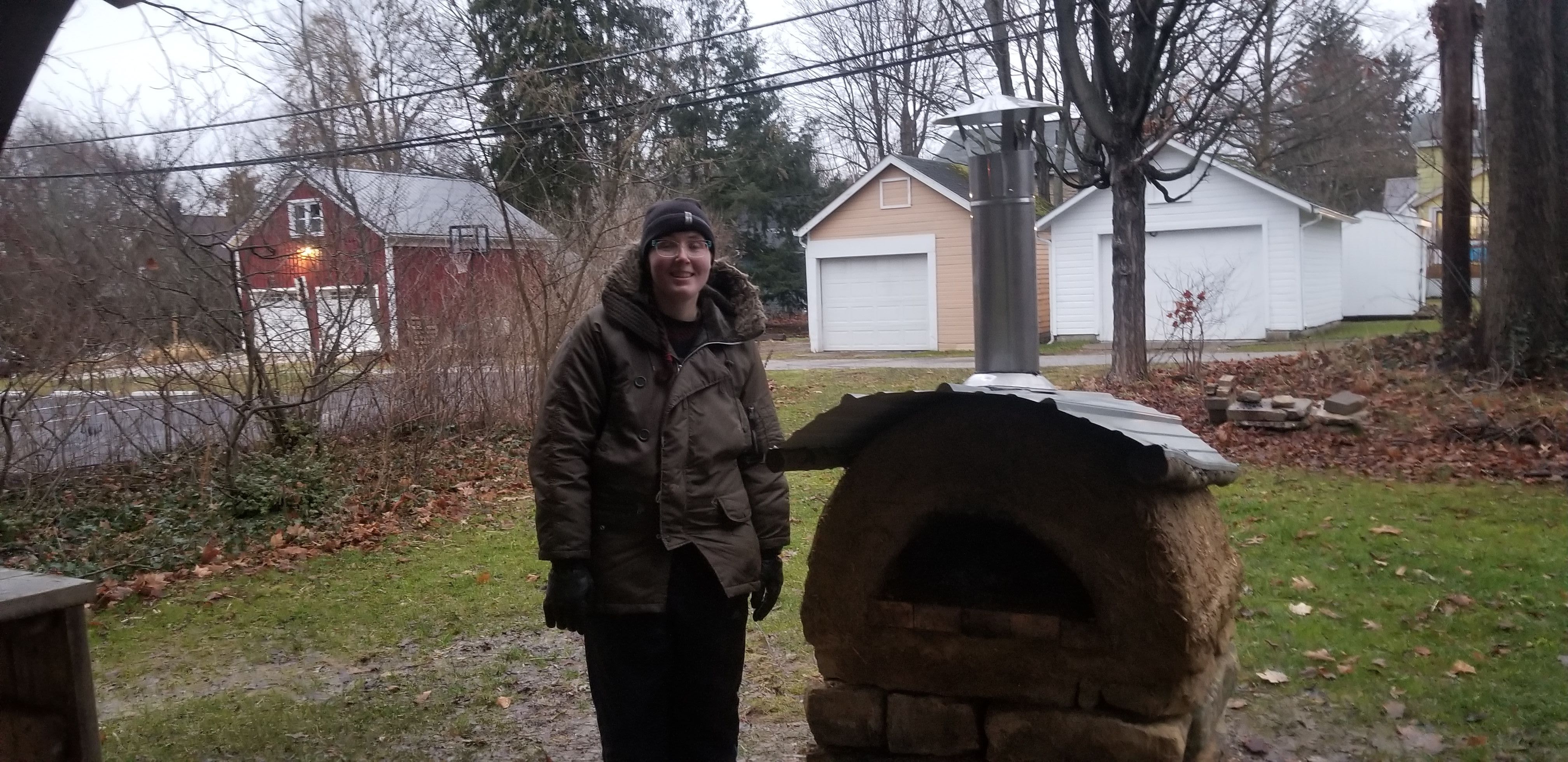 Roof on the Hiram Earthen Cob Oven