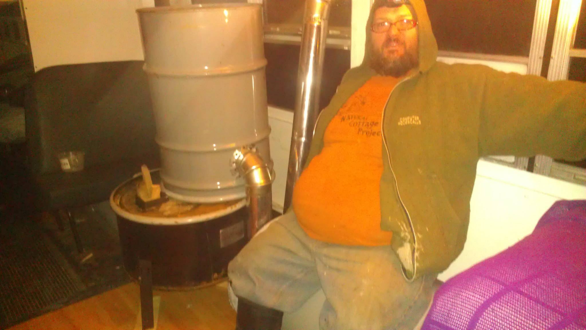 Warm and Cozy by the Bus Rocket Heater